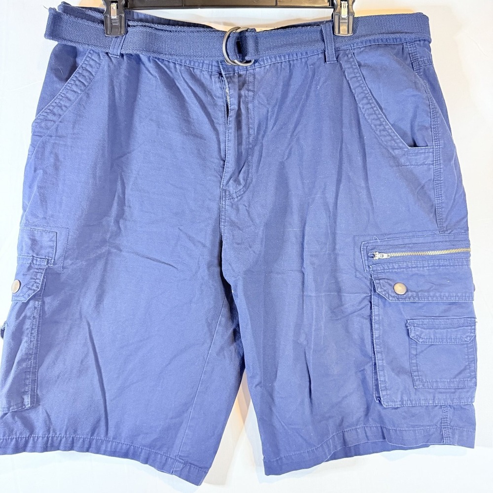 LINEA‎ UOMO Shorts Men's Blue W42 Cotton Cargo D-Ring Belt